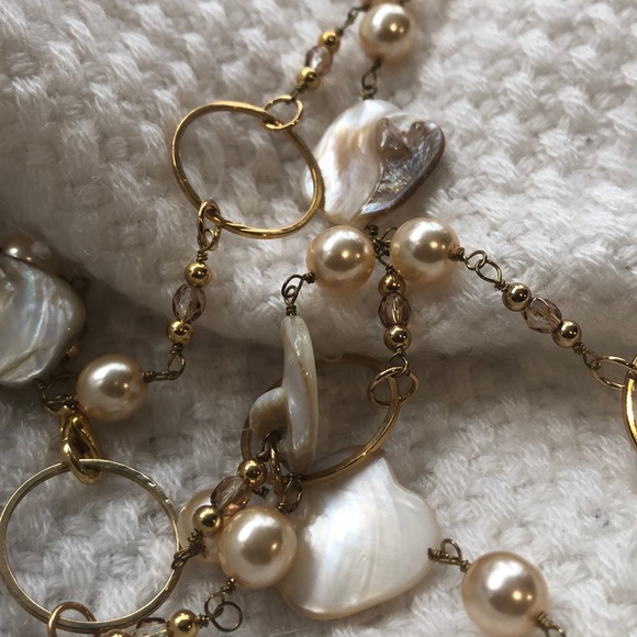 NEW Statement Sea Shell & Pearl necklace/earrings - Picture 4 of 8